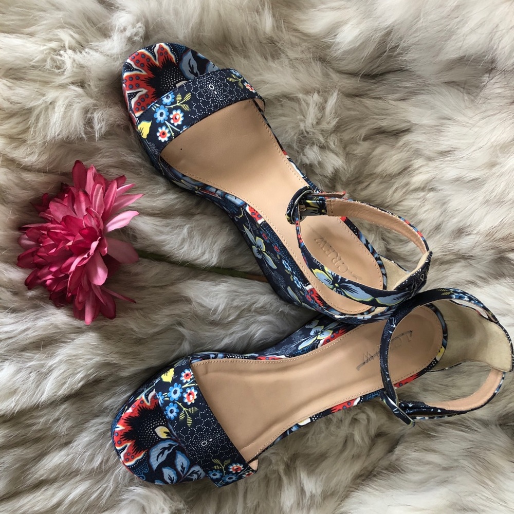 JCrew Batik Floral Wedges